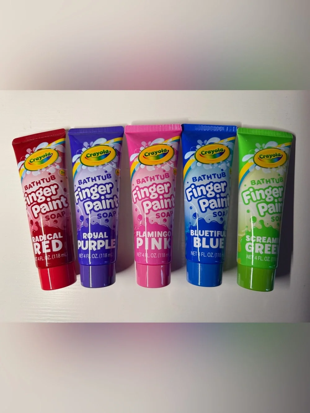 Crayola Bathtub Finger Paint Soap Tubes - Red, Purple, Pink, Blue, Green